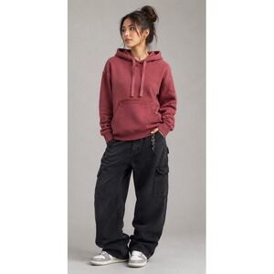 Berne Women Small Regular Sangria Rose Heather Hoodie Sweatshirt Zipper Pocket
